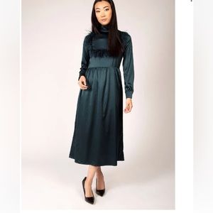 Green silk feather dress